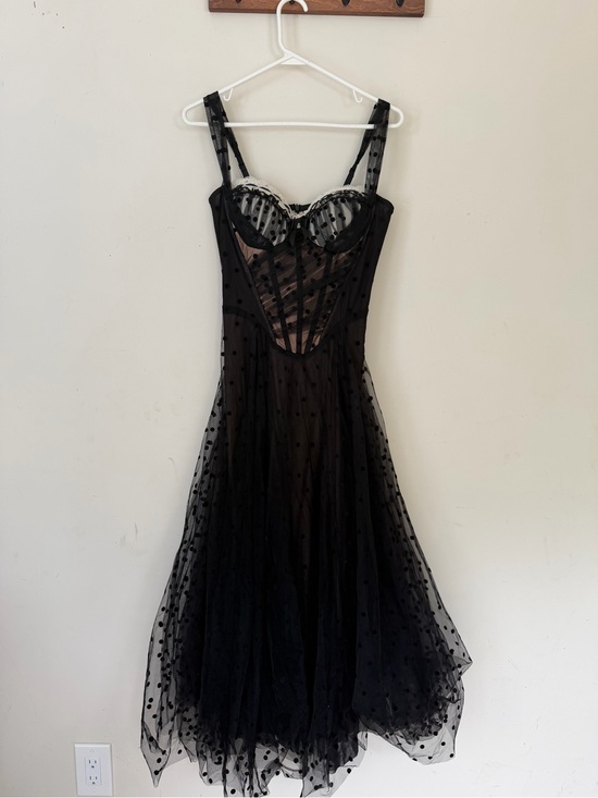 Lacemade Other - Sheer Black Polka Dot Mesh Bustier dress